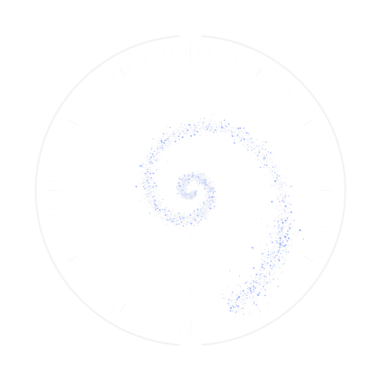 A particle sigil signing itself inside the VEX brand ring